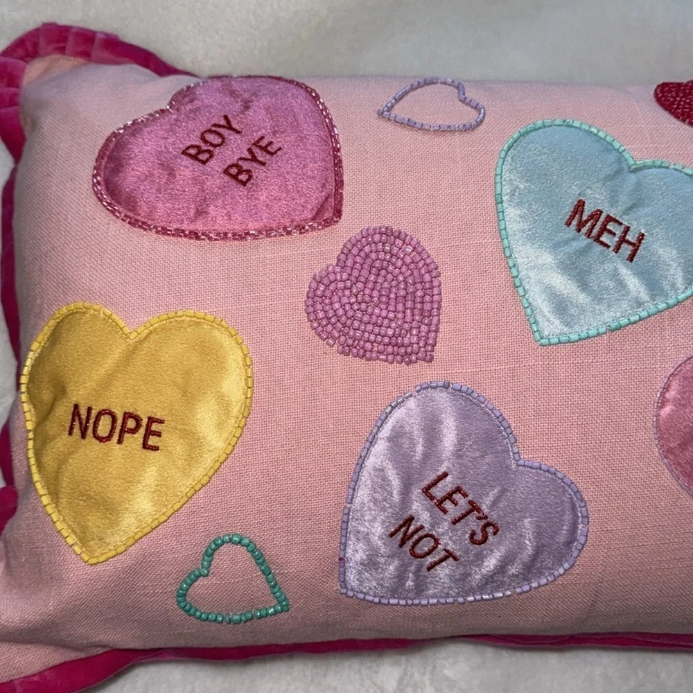 Cupcakes and Cashmere Valentines Conversation Heart Pillow